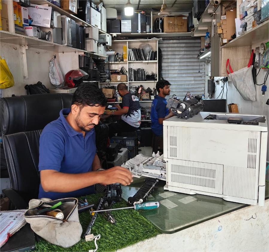 A desktop printer placed 